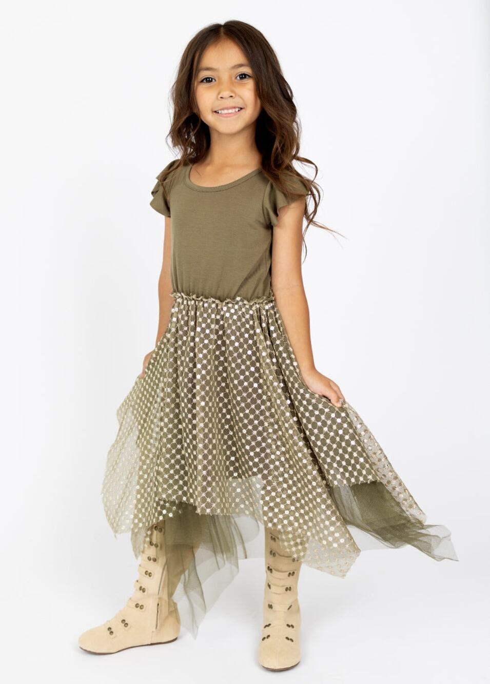 Joyfolie Mia Joy Tina Dress in Army Green Girl’s Size 6